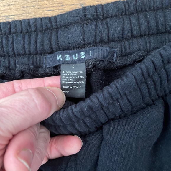 Ksubi Black Fleece Sweatpants Size Small Oversized Streetwear Fit - Picture 5 of 12